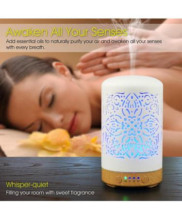 Earnest Living White Ceramic Essential Oil Diffuser - 100ml, Timers, Night Lights, Auto Off Function - Home & Office Aromatherapy Humidifier - Buy Online on GoSupps.com