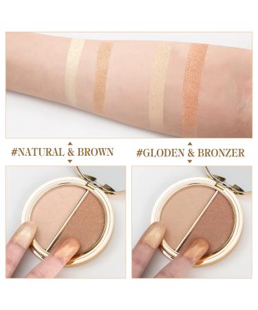 Movo 2-in-1 Highlighter Palette - Shimmer Glitter Natural & Brown Makeup Gift Set - 4 Ounce - Buy Online on GoSupps.com