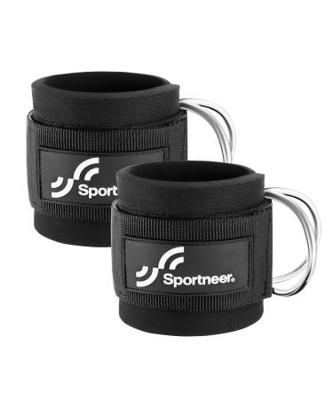 Sportne foot loop cable pull 2 pieces fitness equipment train aid strength training foot cuffs with 2 D-rings adjustable ankle straps for fitness training and leg training black - Buy Online on GoSupps.com