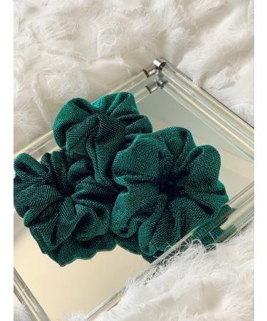 Forest Glitter Green Elastic Hair Tie Scrunchies Ponytail Holders for Women Girls