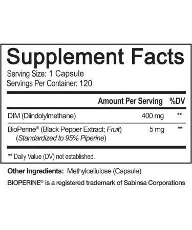 NutriFlair DIM 400mg with Bioperine 120 Capsules - Hormone Balance & Estrogen Metabolism Support for Menopause, PCOS, Acne - Compare to 300mg - Buy Online on GoSupps.com