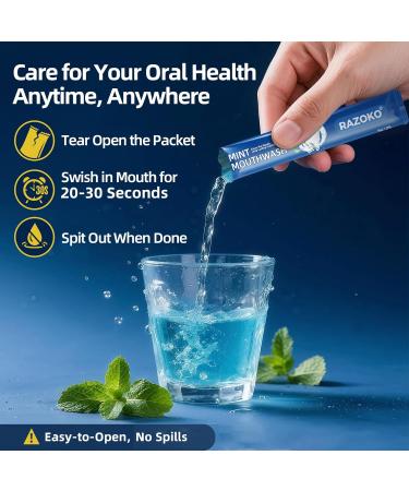RAZOKO Mouthwash Travel Size-Portable Fresh Mint Packets,Alcohol & Fluoride Free Mouthwash,Disposable Oral Care Strips Mint 0.41 Fl Oz (Pack of 20) - Buy Online on GoSupps.com