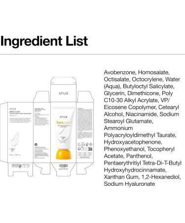 Anua Zero-Cast Moisturizing Sunscreen SPF 50 cran solaire visage hydratant Sans traces blanches Acide Hyaluronique Niacinamide Oil-Free 1.69 fl.oz - Buy Online on GoSupps.com