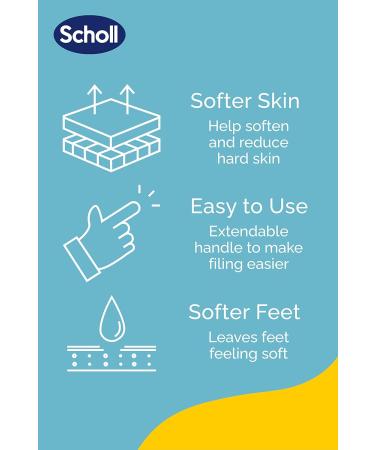 Scholl Hard Skin Foot File - Double Action for Removal & Smoothing | Soft Grip, Extendable Handle | Comfortable Use - Buy Online on GoSupps.com