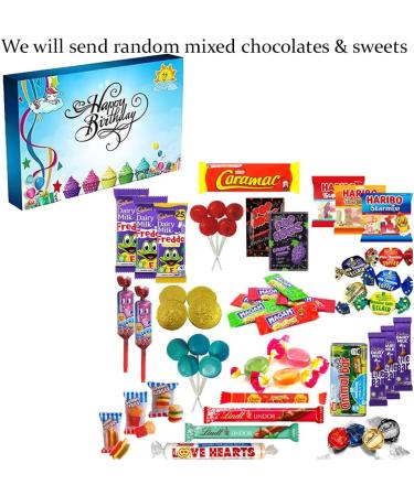 Retro Sweets & Chocolate Mixed Hamper Gift Box | Sweet treats & Chocolates | Boy Girl Birthday Box |Perfect for kids parties Birthday| Happy Birthday Blue Colour (C6) Stylish Unique Box (VSTAR) - Buy Online on GoSupps.com