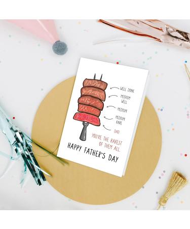 Nchigedy Funny Steak Father's Day Card | Cute Gift from Daughter or Son | You're the Rarest of Them All #14 | International Shipping Available - Buy Online on GoSupps.com