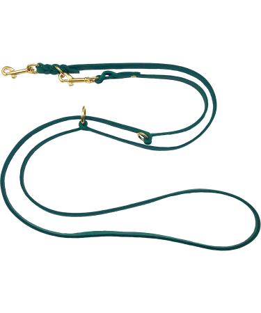 Premium Double Linen Dog Leash - Adjustable Fat Leather & Brass for Small to Large Dogs - 3.50m x 12mm Fir Green - Buy Online on GoSupps.com