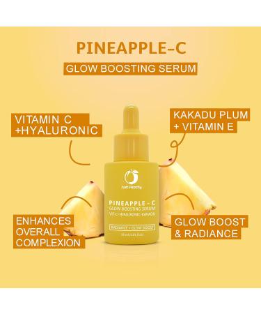 Just Peachy Pineapple-C Glow Boosting Serum With Vitamin C Hyaluronic And Kakadu I Non Irritating I Reduces Pigmentation | For Dull Uneven Skin | Face Serum 30 Ml - Buy Online on GoSupps.com