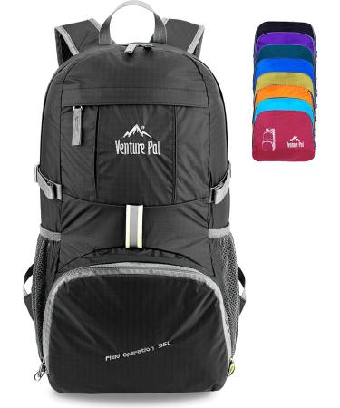 Venture Pal 35L Ultralight Lightweight Packable Foldable Travel Camping Hiking Outdoor Sports Backpack Daypack A0.black