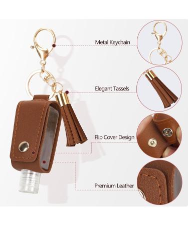 Songaa Hand Sanitizer Holder Travel Size - 1oz/30ml Leather Sanitizer Holder with Empty Bottle Portable RefillableSmall Squeeze Bottle with Keychain Brown - Buy Online on GoSupps.com