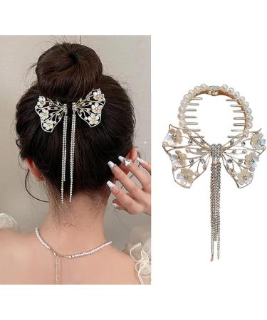 HISYI Hairs Clip Bowknot Tassels Pills Head Ponytail Buckle Rhinestones Hairband Hairs Clip Headdress Accessory for Women and Girls - Buy Online on GoSupps.com