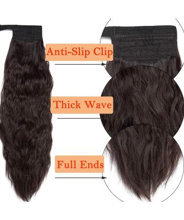 20 Inch Dark Brown Corn Wave Wrap Around Ponytail Extension | Synthetic Hairpiece for Women - Buy Online on GoSupps.com
