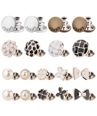 ZLMCUJE18 Sets Assorted Perfect Fit Instant Buttons,No Sew Button Pins Cover Up Buttons Replacement Button Instant Removable Reusable,for Jeans Shirt Sweater