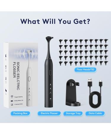 Electric Dental Flosser | 3 Modes 50 Replacement Heads & Tongue Cleaner - Best Power Flosser for Teeth Care - Buy Online on GoSupps.com