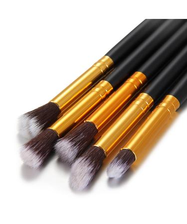 Jewelrywe 10-Piece Professional Makeup Brush Set | Real Wood & Synthetic Hair | Gold & Black | Perfect for Cosmetics & Professional Use - Buy Online on GoSupps.com