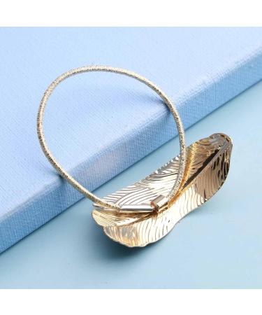 Yheakne Boho Leaf Hair Tie Scrunchies Gold Leaf Ponytail Holder Elastic Hair Band Black Rope Ponytail Holder Metal Hair Accessories for Women and Girls Gifts (Gold) - Buy Online on GoSupps.com
