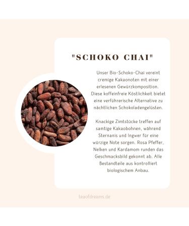 Organic Chocolate Chai Tea - Herbal and Spice Tea with Cinnamon Cocoa Beans and Ginger - 200g - Buy Online on GoSupps.com