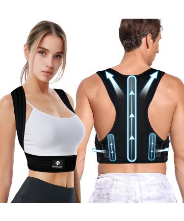 Posture Corrector for Women and Men Adjustable Upper Back Brace for Clavicle Support Back Straightener Posture Corrector Pain Relief for Lumbar Neck Shoulder Clavicle Spine Corrector Black-Large