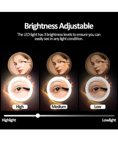 XINBAOHONG LED Lighted Travel Makeup Mirror 5X/1X Magnification - Rechargeable Handheld Compact Mirror for Handbag and Purse - Buy Online on GoSupps.com