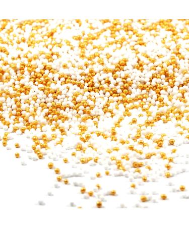 Strussel Happiness Crumbs - Pure White-Gold Sugar Pearls for Cakes Cupcakes & Holiday Treats | 180g - Buy Online on GoSupps.com