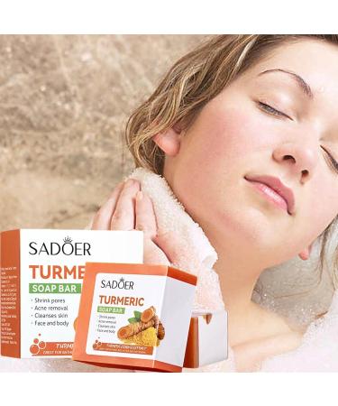  LINGJIONG organic turmeric soap for women natural soap face and body soap for dark spots hyperpigmentation smooth skin cleanses natural handmade - Buy Online on GoSupps.com