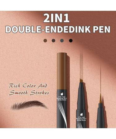 Bulletboard Waterproof Eyebrow Pen Bulletinboard Eyebrow Pen Bulletinboard Brow Pen Buletboard Liquid Eyebrow Pen Microblading Eyebrow Pencil with 4-Fork-Tip and Precise Brush-Tip (Grey) - Buy Online on GoSupps.com
