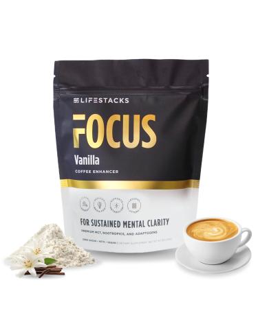 LIFESTACKS Focus Coffee Creamer for Energy & Clarity - MCT Powder + Nootropics + Adaptogens - Boost Productivity Without Jitters or Crash - Keto Vegan 0 Sugar - with Taurine L-Tyrosine Rhodiola Vanilla