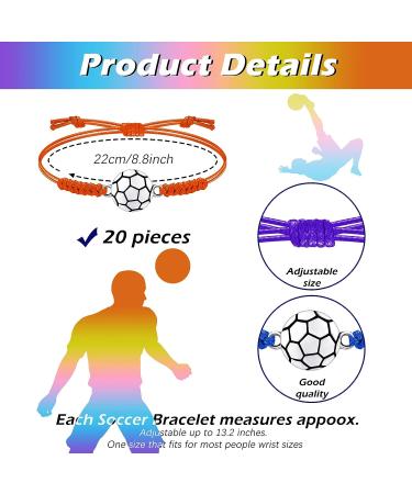 Jadive 20-Piece Adjustable Soccer Charm Bracelet Set | Silver Braided Rope | Perfect Christmas Gift for Girls & Teens | Ideal for Soccer Team Players | Mixed Colors - Buy Online on GoSupps.com