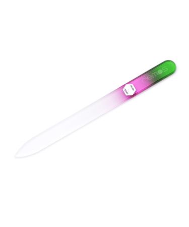 REMOS Nail File Made of Real Tempered Glass - Double-Sided Green-Purple