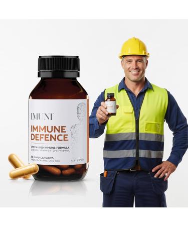 IMUNI Defense Support for Construction & Physical Labor Daily Upper Respiratory & Wellness Formula with Quercetin Vitamin C D and Zinc 60 Capsules - Buy Online on GoSupps.com