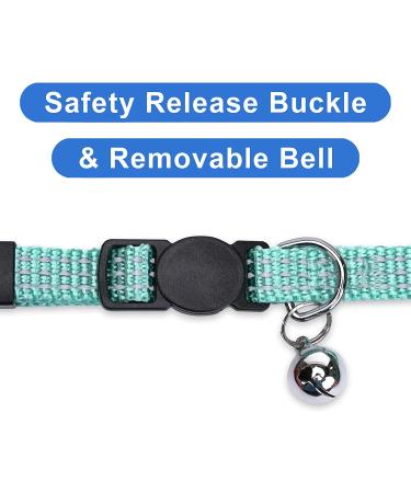 Pawtitas Reflective Cat Collar | Safety Buckle & Bell | Personalized & Customizable | Teal - Buy Online on GoSupps.com