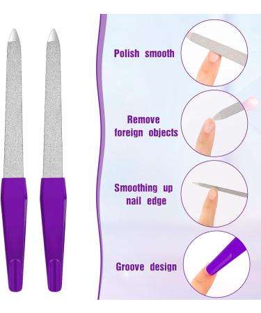 6-Piece Manicure Nail Files Set - Double-Sided Metal File for Natural Nails & Toenails - Purple Non-Slip Handle - Buy Online on GoSupps.com