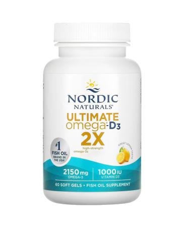 Nordic Naturals Ultimate Omega 2X 2840 Omega-3 Fish Oil with EPA DHA and Vitamin D2 Lemon Taste 4 oz Lab Tested Soy Free Gluten Free Non-GMO