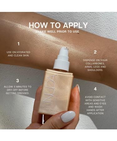 NUDA Body Shimmer - Vegan Illuminating Glitter Lotion with Aloe Vera & Vitamin E - Vanilla-Scented Liquid Highlighter for Women (75 mL) - Buy Online on GoSupps.com
