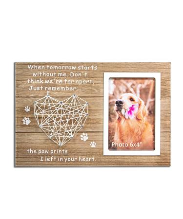 Vilight Dog and Cat Memorial Gifts - Paw Prints Sympathy Picture Frame for Pet Loss - 4x6 Inches Photo