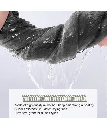 Kinhwa Large Dark Gray Towel Turban for Long Hair - Super Soft Quick-Drying 61cm x 112cm - Buy Online on GoSupps.com