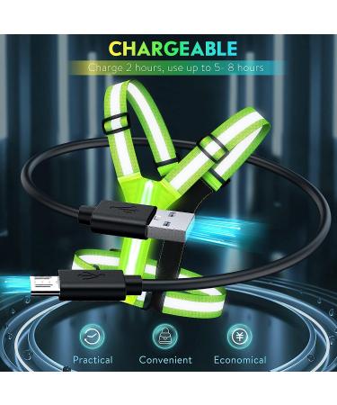 Simket LED Light Up Reflective Running Vest - High Visibility Night Gear for Runners & Walkers - Rechargeable & Adjustable - Green - Buy Online on GoSupps.com