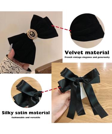 KASESSS 2 Velvet Hair Bow 2 Silky Satin Hair Bow Hair Bows for Women Girls Red Black Bow Hair Clip Vintage Bows for Hair Big Bowknot Hairpin Hair Bow Clip Solid Color French Barrette Hair Clip - Buy Online on GoSupps.com
