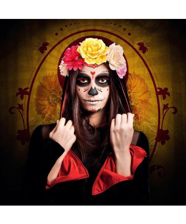 Halloween Temporary Face Tattoos - Day of the Dead Headband & Costume Tattoos Set - Buy Online on GoSupps.com