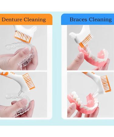 Denture Cleaning Brush Set - 4 Pack Double Bristle Head Retainer & False Teeth Toothbrushes (Blue Purple Green Orange) - Buy Online on GoSupps.com