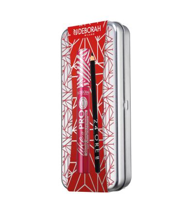 Deborah Milano - Coffret cadeau pour femme - Maquillage pour les yeux en tain avec mascara Like a PRO et crayon 24 heures 251 noir n 6