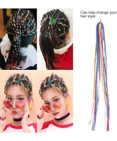 4 Size Hair Tinsel Strands DIY Braiding Hair String Dreadlocks Yarn Strings Hair Styling Decoration Accessories for Women and Girls Hip Hop(6mm flat) - Buy Online on GoSupps.com