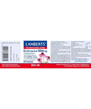  Lamberts Lamberts Echinacea 1000mg - 60 Tablets - Buy Online on GoSupps.com