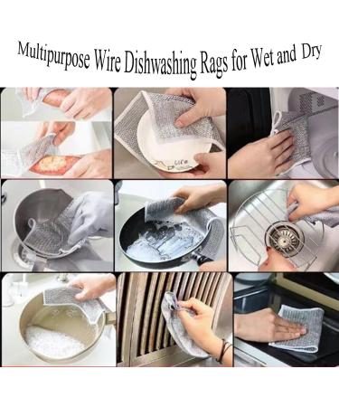 Multipurpose Wire Dishwashing Rags for Wet and Dry Multifunctional Non-Scratch Wire Dishcloth Double Stainless Steel Scrubber All-Purpose Wire Dishwashing Rag Remove Stubborn Stains (10pcs) - Buy Online on GoSupps.com