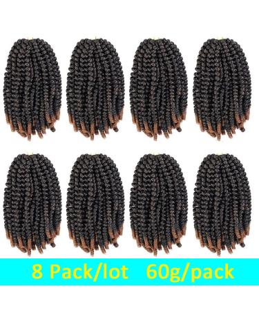 8 Pack Ombre Spring Twist Crochet Hair - 8 Inch Fluffy Butterfly Locs Extensions (T1B30) - Buy Online on GoSupps.com