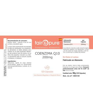 Fair & Pure Co-Enzyme Q10 Capsules 200mg 120 pi ces compl ment alimentaire v g talien sans additifs fabriqu en Allemagne - Buy Online on GoSupps.com