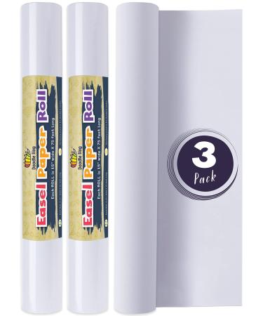 Incredible Value Bundle 3 Pack Easel Paper Roll Fits Most Standard Kids, 17-24 Inch-Wide Easels and Dispenser, for Crafting Activity and Painting, Non Bleed White Butcher Paper (17 Inches x 75 Foot)