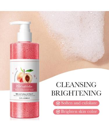 300ml Peach Body Wash Scrub Exfoliating Cleanser for Soft Smooth Skin Hydrating Nourishing Body Care for Women Men Daily Shower Gel One Size Hot Pink - Buy Online on GoSupps.com