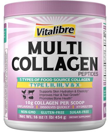 Vitalibre Multi Collagen Peptides 180 Caps and Multi Collagen Peptides Powder 16oz - Buy Online on GoSupps.com