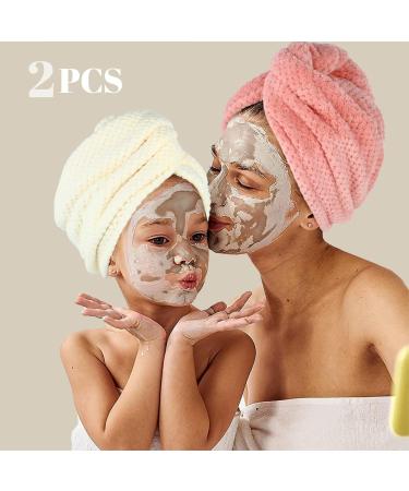 Super Absorbent Hair Towel Wrap for Long & Thick Hair - Pineapple Plaid Design Turban Head Wrap for Women (Beige & Light Pink) - International Shipping Available - Buy Online on GoSupps.com
